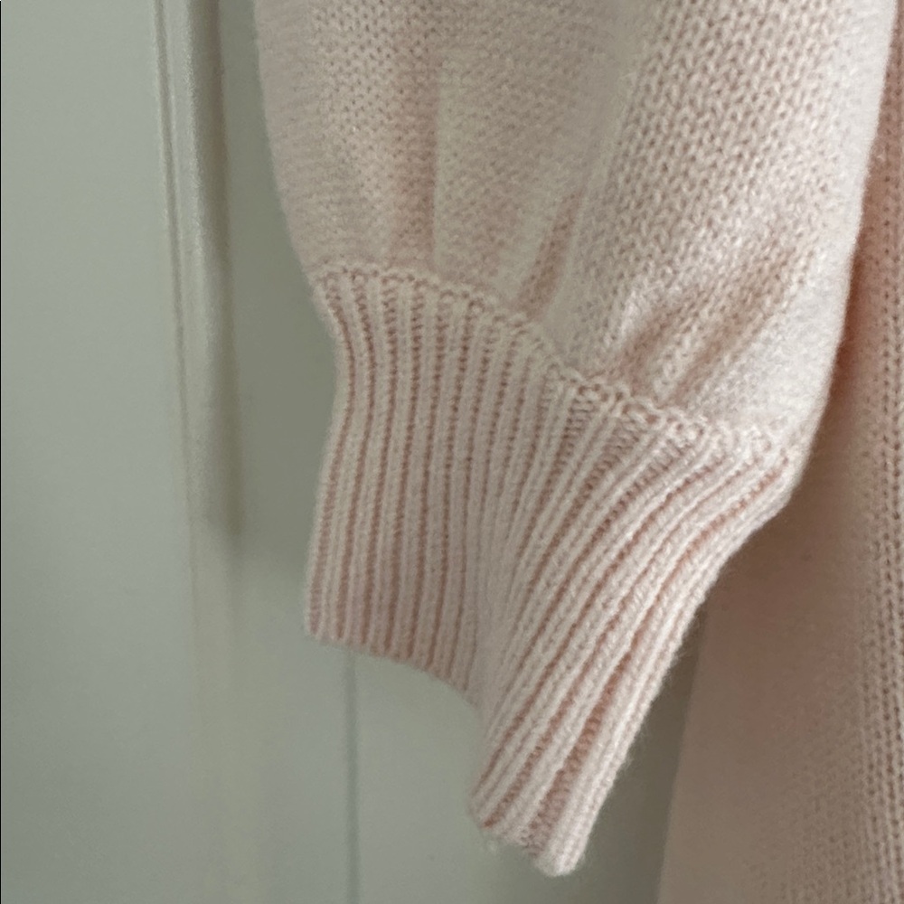 NWT Long Pink Cardigan with Striped Sleeves - Picture 6 of 6